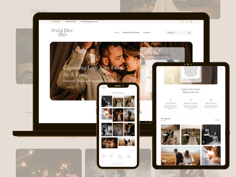 Responsive Web Design and development for BridalBliss - website for a wedding photographer 